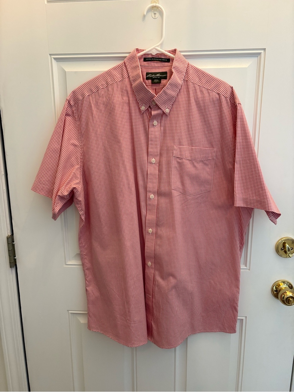 Eddie Bauer Short-Sleeve Red Gingham Button-Down Shirt